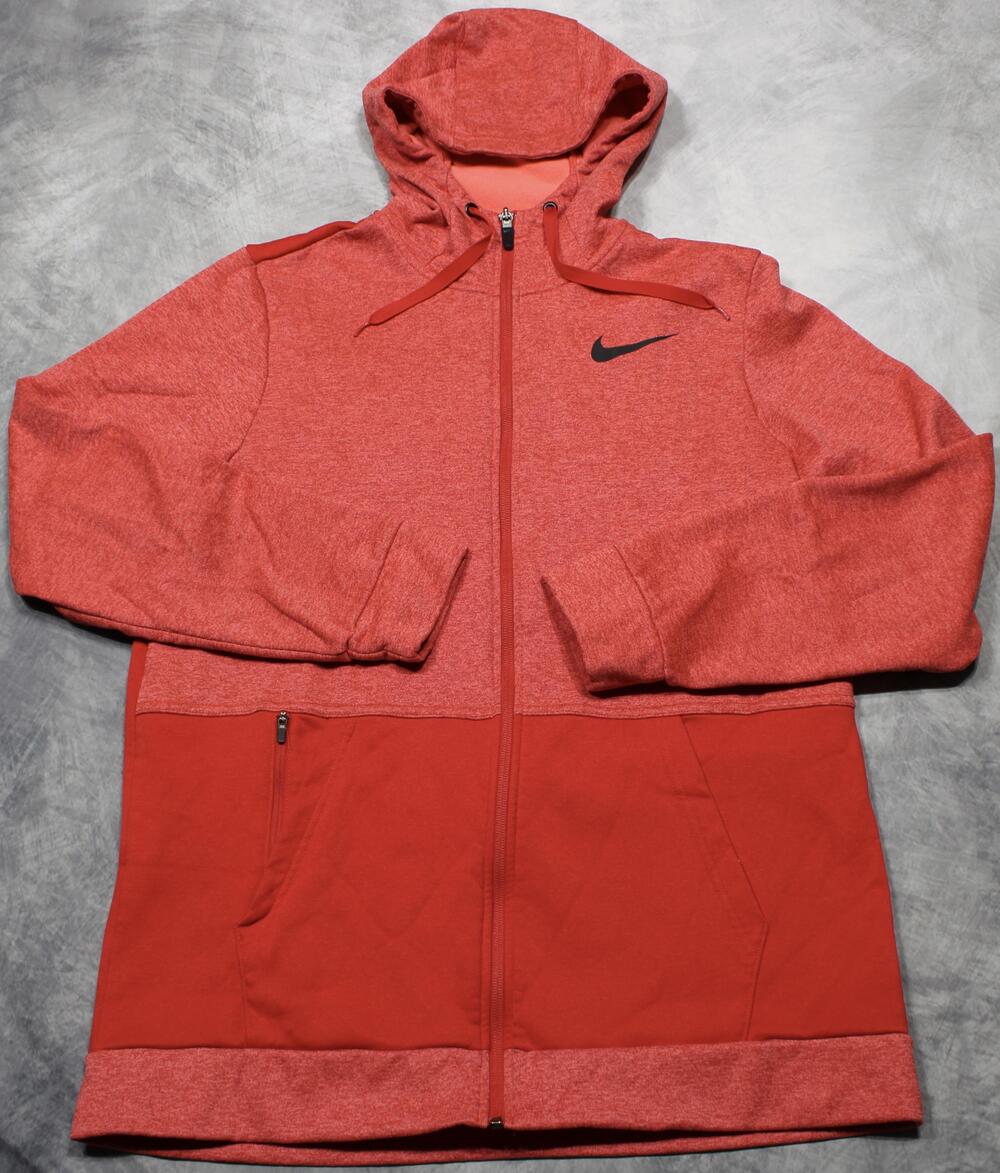 Nike Therma-FIT Hoodie Mens Large Red Fleece Full Zip Sweatshirt CU9231-658